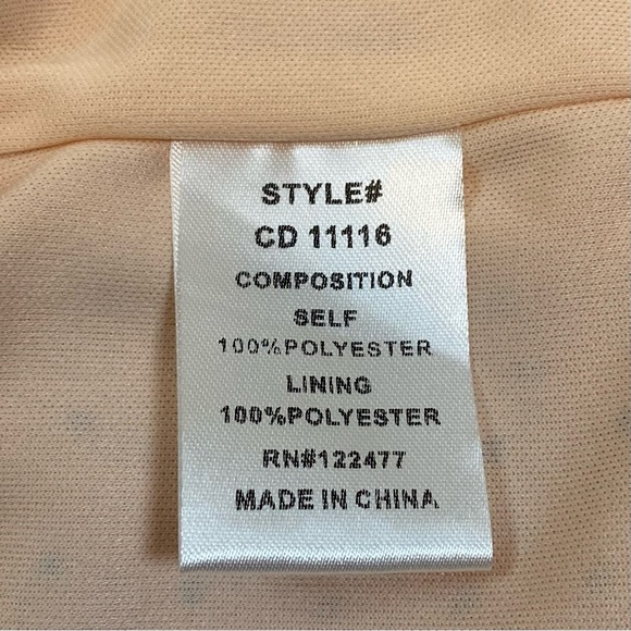 NSR Peach and Black Polka-Dot Dress Sz S Sheer Ruffled V-Neck Elastic Waist - Picture 10 of 11